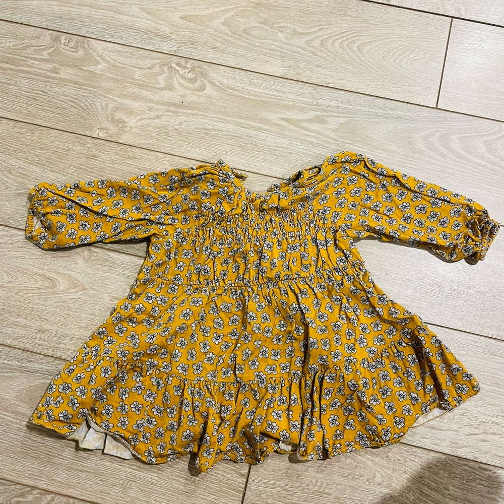 Zara gold with flowers dress 2-3 Y